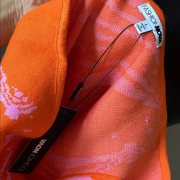 Fashion Nova Strapless New Lover Sweater MIDI Dress in Orange and Pink NWTs - Picture 10 of 11